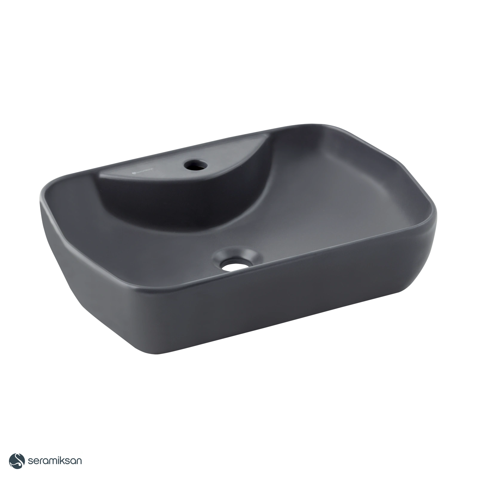 LUCIDA ANTRASİT TEZGAH ÜSTÜ LAVABO BATARYA DELİKLİ