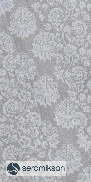 60*120 LECCE DAMASK MOTİF KOYU GRİ