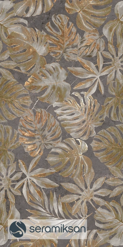 60*120 PALERMO TROPİKAL MOTİF KAHVE
