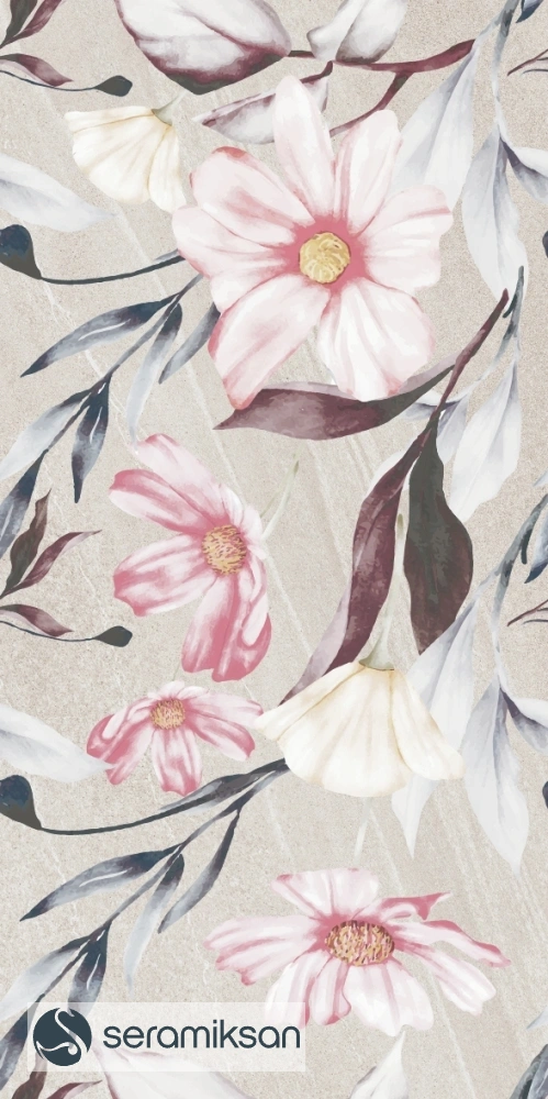 60*120 LECCE FLORAL MOTIF BEJ