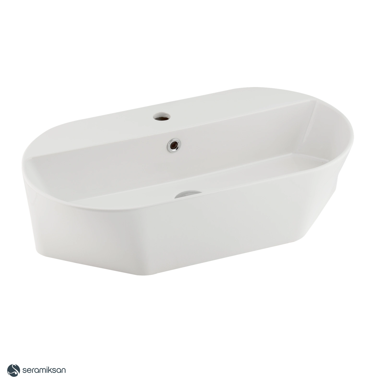 STELLA MAT BEYAZ TEZGAH ÜSTÜ BATARYA DELİKLİ 65 CM