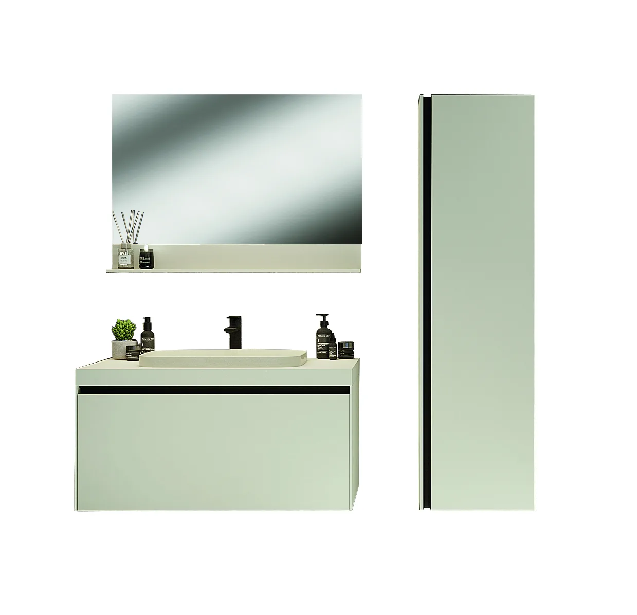MERKÜR  BANYO DOLABI SET 80 CM LK MAT EKRU — 2