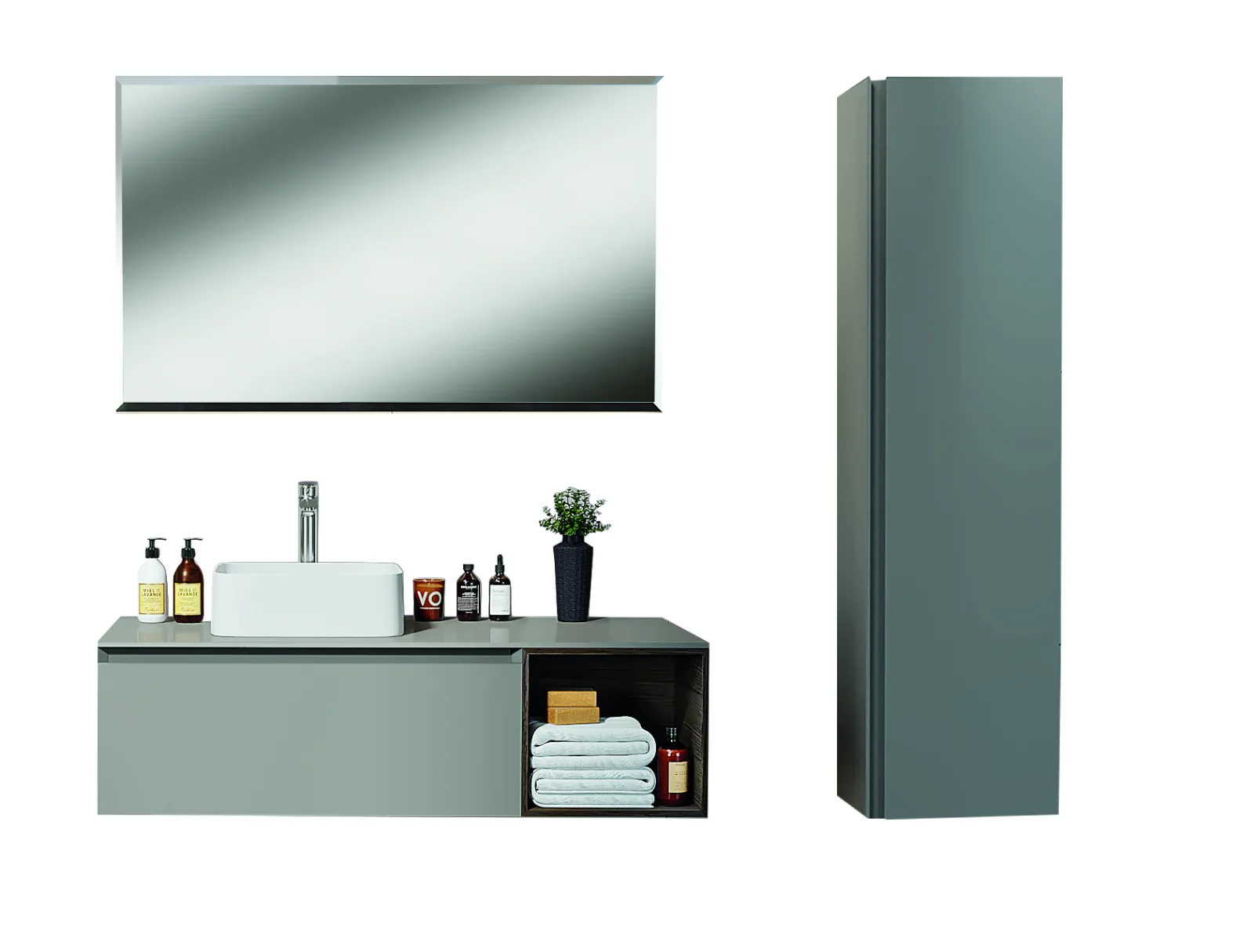 NEPTUN  BANYO DOLABI SET 115 CM LK MAT VOLKAN GRİ — 2