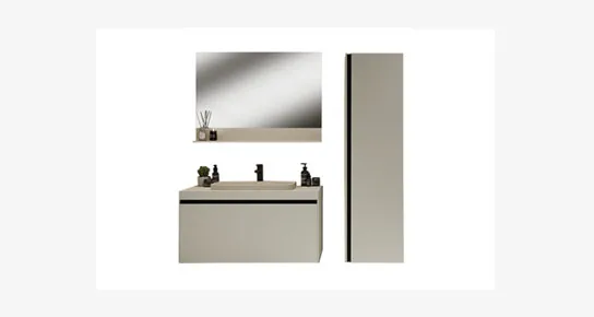 MERKÜR  BANYO DOLABI SET 100 CM LK MAT SICAK GRİ