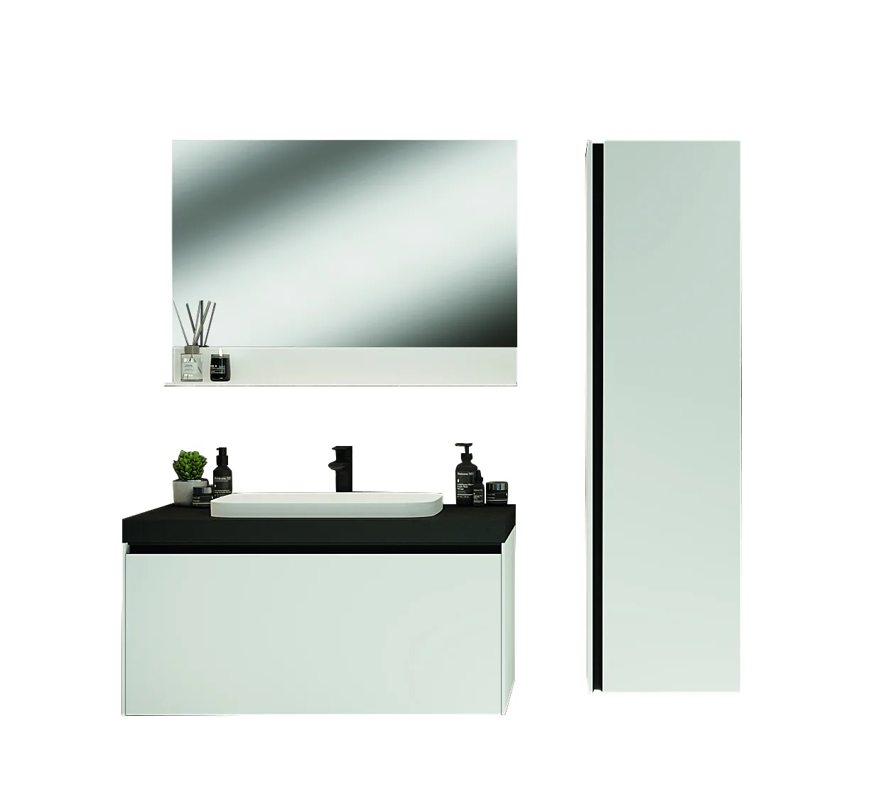 MERKÜR  BANYO DOLABI SET 100 CM LK MAT BEYAZ — 2