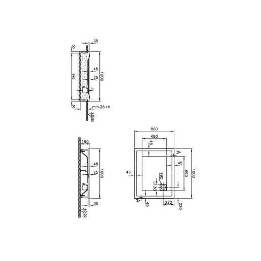 T80 Dikdörtgen Flat Duş Teknesi — 2