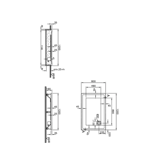 T80 Dikdörtgen Flat Duş Teknesi — 2