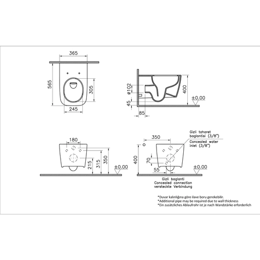 Metropole Square QuantumFlush Asma klozet — 5
